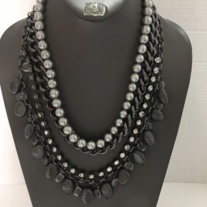 Multi chain metal/beaded necklace